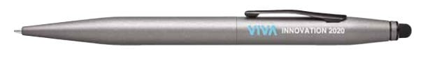 Tech2 & Tech3 Ballpens with Stylus, by Cross | 3 Titanium Gray Tech2 Ballpoing pen with Viva Innovation 2020 logo