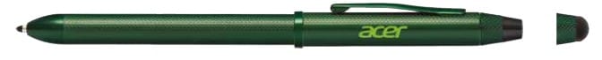 Tech2 & Tech3 Ballpens with Stylus, by Cross | 15 Matte Green Cross Tech3 ballpoint pen with Herringbone pattern, ACER logo