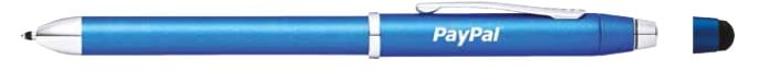 Tech2 & Tech3 Ballpens with Stylus, by Cross | 13 Metallic Blue Cross Tech3 ballpoint pen with Paypal logo
